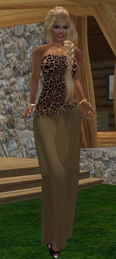 Touchofclass Mesh Maxi skirt low waist Tan with leopard set