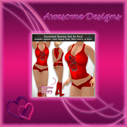 *Awesome Designs Studded Bunny Set In Red