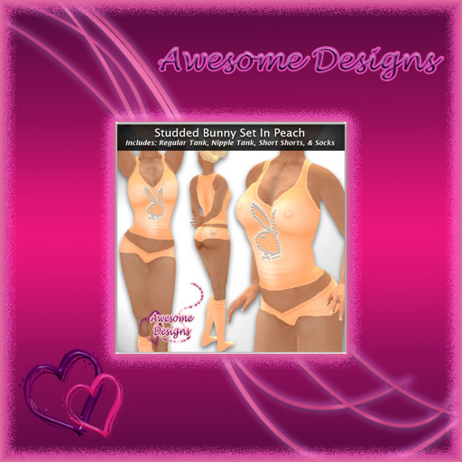 *Awesome Designs Studded Bunny Set In Peach