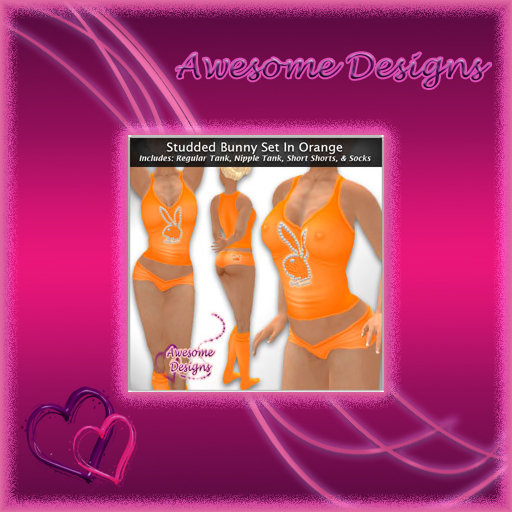 *Awesome Designs Studded Bunny Set In Orange