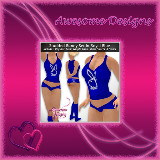 *Awesome Designs Studded Bunny Set In Royal Blue