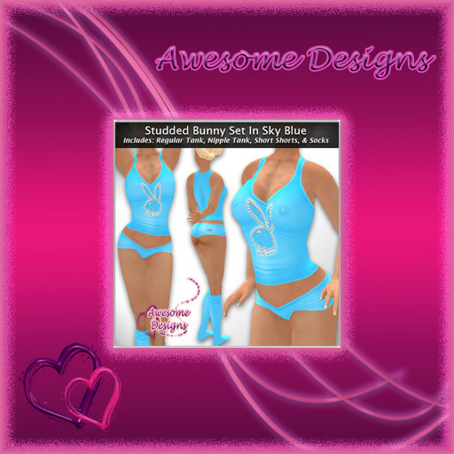 *Awesome Designs Studded Bunny Set In Sky Blue