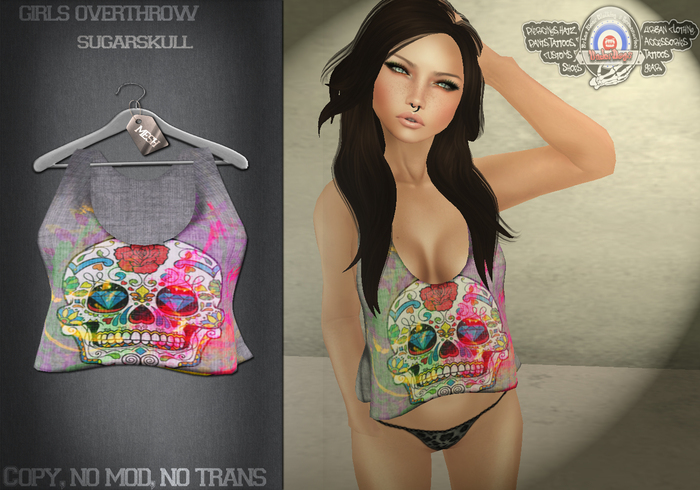 [UnderDogs] - Girls Overthrow Shirt - Sugarskull - Mesh 