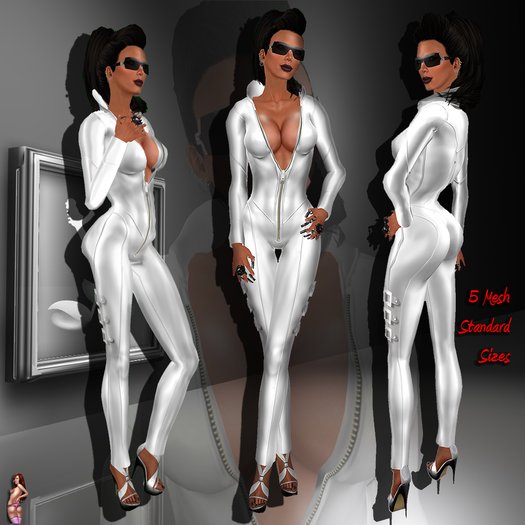 White Mesh Catsuit HD