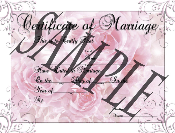 Marriage Certificate Roses Sparkle - FULL PERMS!