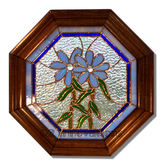 Stained Glass Blue Floral Framed