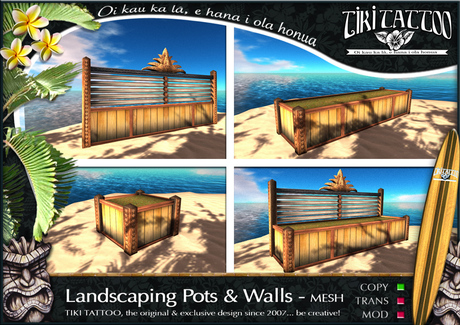 Second Life Marketplace - Tiki Tattoo - COPY landscaping PACK - MESH ...