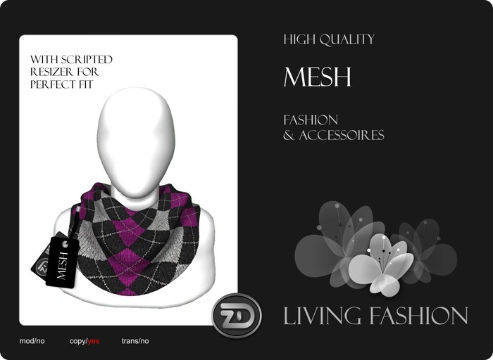 [ZD] MESH - Schal für Frauen & Männer mit Resizer - Pink Argyle