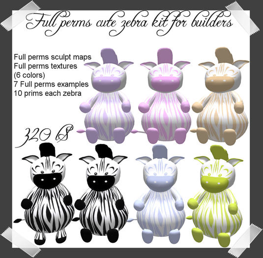 Full Perms cute zebra kit for builders