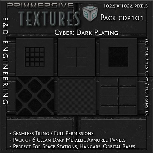 Second Life Marketplace - [CDP101] 6 1024px Dark Steel Plate Textures ...