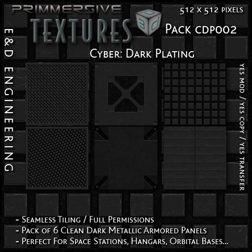 Second Life Marketplace - [CDP002] 6 512px Dark Steel Plate Textures ...