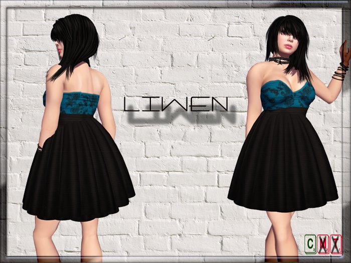 Temptation dress with lace blue and black