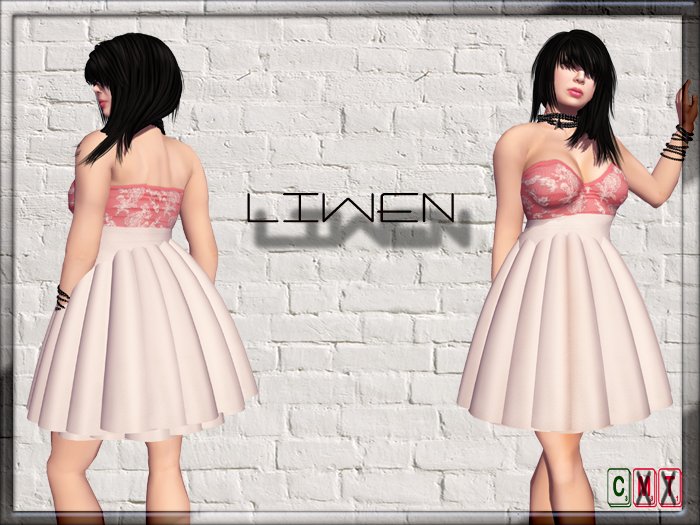 Temptation dress with lace pink and white