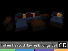 GD Telfair Living Room Lounge Set Peacock