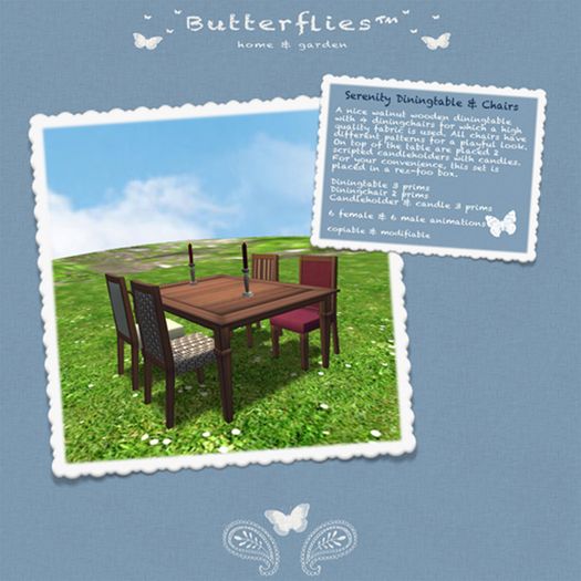 ButterfliesTM - Serenity Diningtable & Chairs