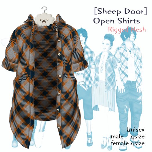 [Sheep Door] Open Shirts Orange