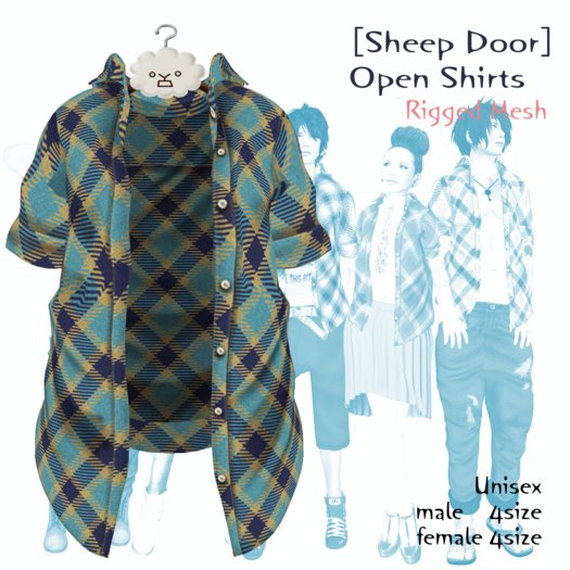 [Sheep Door] Open Shirts Blue