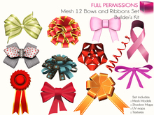 Save %40 !!! 12 Bows and Ribbons - Set of Mesh Bows and Ribbons - Builder's Kit