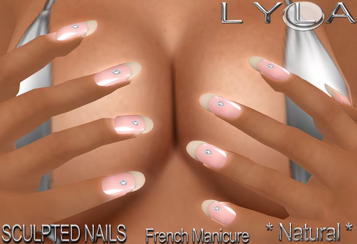 ! Lyla ! - French manicure nails with Rhinestones - Natural