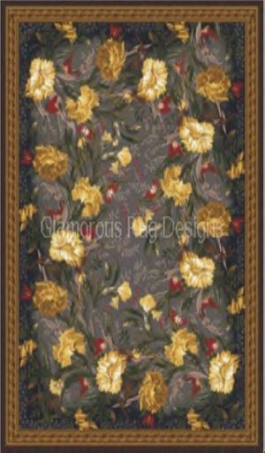 ELEGANT Floral Rug – Christina Blue/Yellow- 1 Prim!