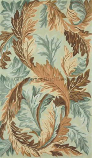ELEGANT Leaf Leaves Rug – Jessica Blue- 1 Prim!