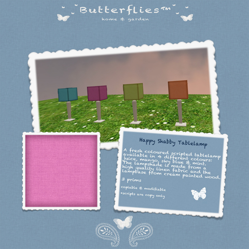ButterfliesTM - Happy Shabby Juicy Tablelamp