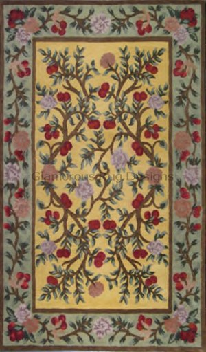 ELEGANT Leaf Leaves Apple Flower Rug – Marlene Yellow - 1 Prim!