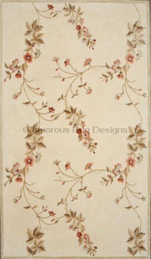 ELEGANT Floral Vine Rug – Victoria Cream/Peach- 1 Prim!