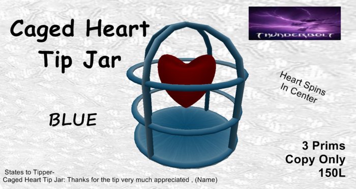 Caged Heart Tip Jar Blue