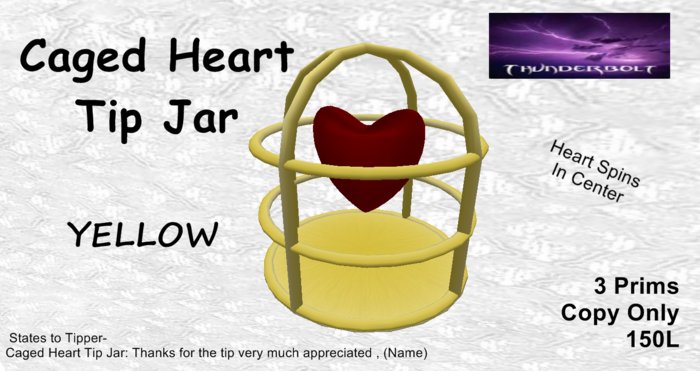 Caged Heart Tip Jar Yellow