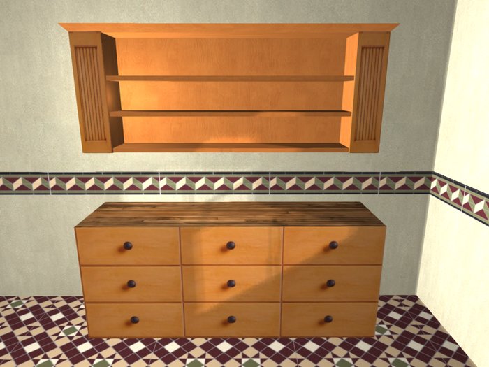 Victorian Kitchen Shelves & Drawers dk oak