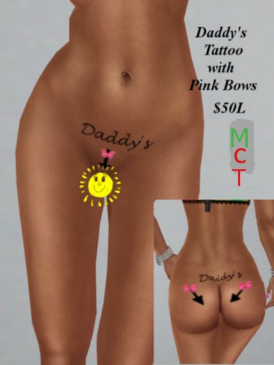 Daddy's Tattoo with Pink Bows/Transfer