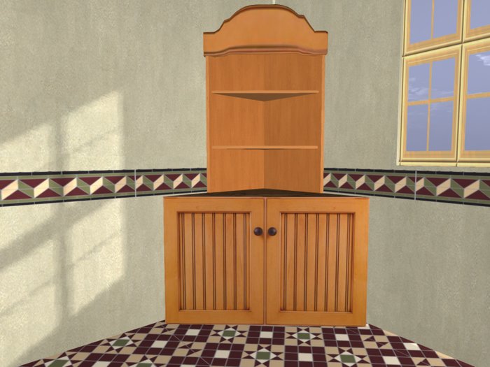 Victorian Kitchen Corner Cabinet dk oak