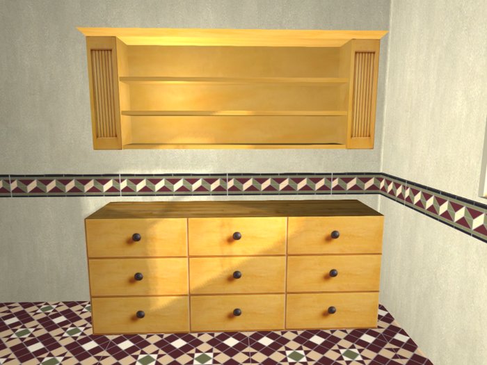 Victorian Kitchen Shelves & Drawers lt oak