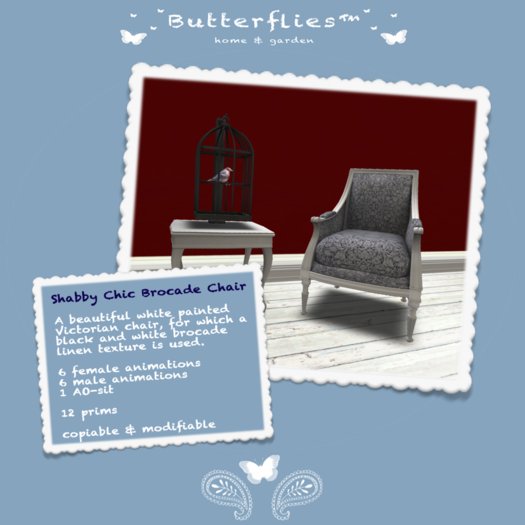 ButterfliesTM - Shabby Chic Brocade Chair