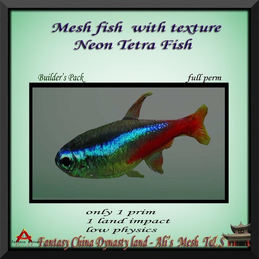  fish - Neon Tetra mesh Fish  full perm 