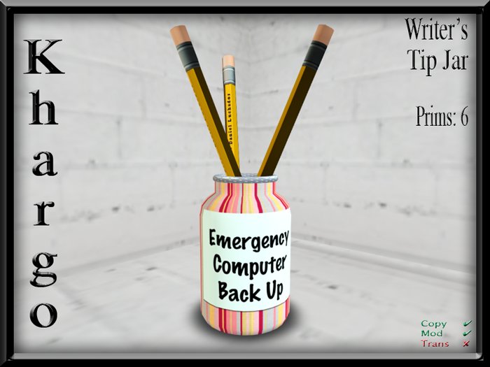 Khargo: Writer's Tip Jar / Tipjar
