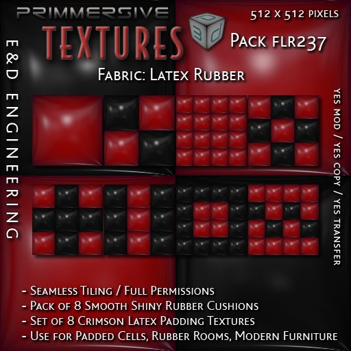 [FLR237] 8 Crimson Latex and Black Latex Cushion Textures Scarlet Latex Textures Vinyl Textures by E&D ENGINEERING