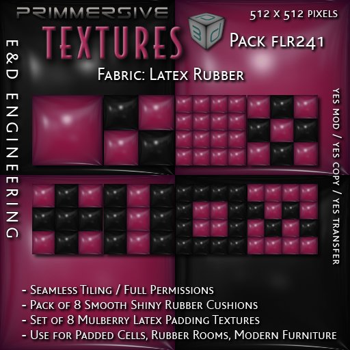 [FLR241] 8 Mulberry Red Latex and Black Latex Cushion Textures Berry Red Latex Texture Vinyl Texture by E&D ENGINEERING