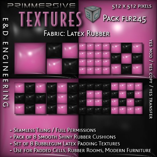 [FLR245] 8 Bubblegum Latex and Black Latex Cushion Textures Bubblegum Latex Textures Vinyl Textures by E&D ENGINEERING
