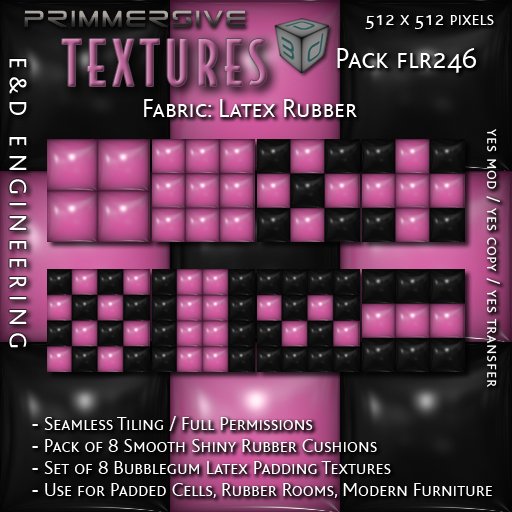 [FLR246] 8 Bubblegum Latex and Black Latex Cushion Textures Bubblegum Latex Textures Vinyl Textures by E&D ENGINEERING