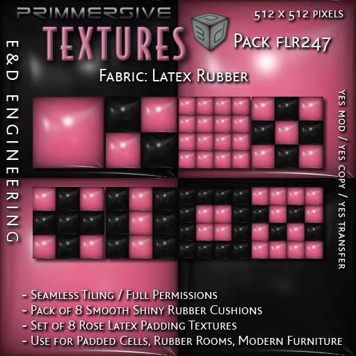 [FLR247] 8 Rose Pink Latex and Black Latex Cushion Textures Coral Pink Latex Textures Vinyl Textures by E&D ENGINEERING