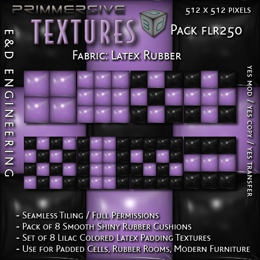 [FLR250] 8 Lilac Latex and Black Latex Cushion Textures Violet Latex Textures Vinyl Textures by E&D ENGINEERING
