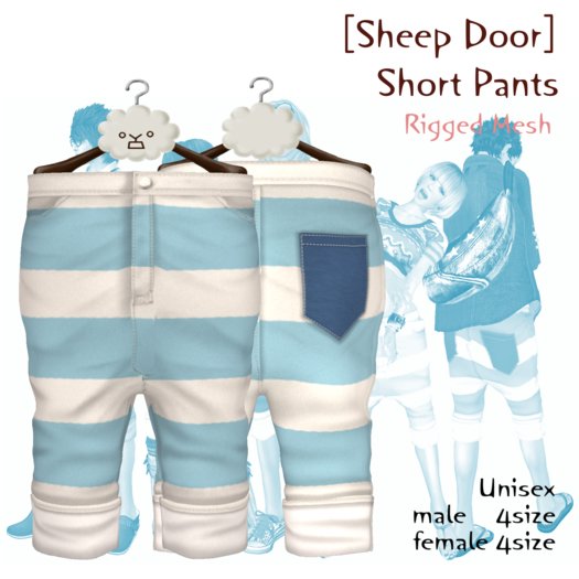 [Sheep Door] Short Pants Lightbluestripe (Mesh)