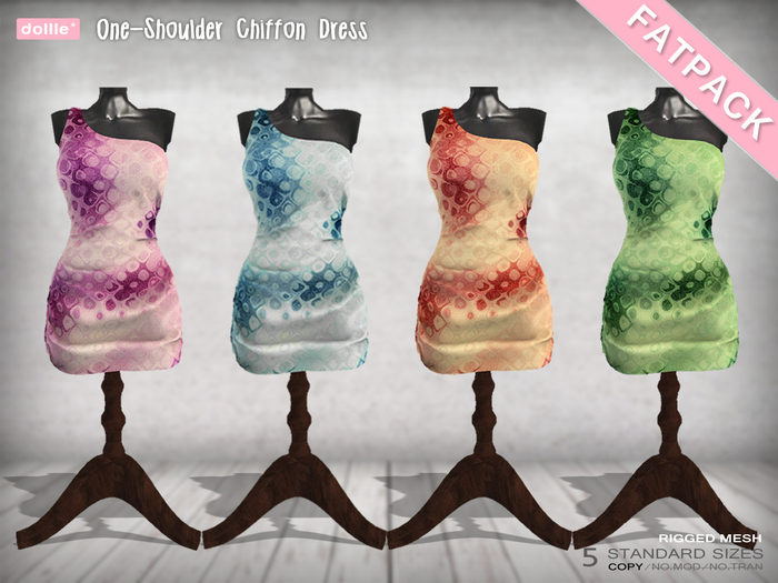 {dollle*} One-Shoulder Chiffon Dress - Fat Pack
