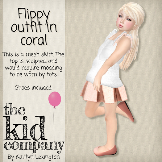 the kid company; flippy outfit - coral.