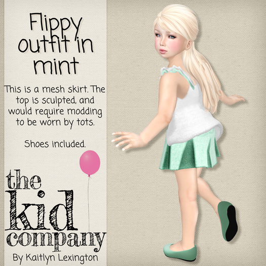 the kid company; flippy outfit - mint.