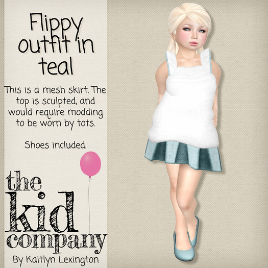 the kid company; flippy outfit - teal.