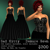 Bad Kitty Demure Gown Black Hearts
