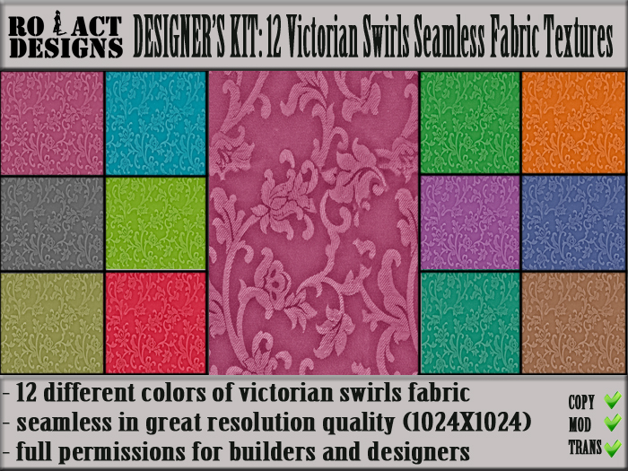 ..::RO!ACT::..DESIGNS 12 Victorian Swirls Seamless Fabric